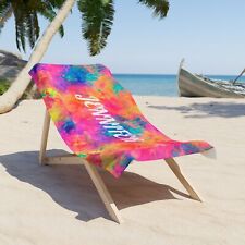 Tie Dye Custom Name Beach Towel Retro Style Vacation Towel Custom Name Towel picture