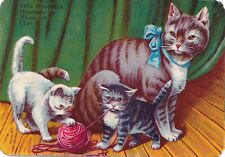 1900 -1920's Antique Victorian Edwardian Scrap Chromolithograph Card -House Cat picture