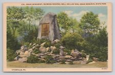 Col Drake Monument Drake Memorial State Park Titusville Pa Linen Postcard No3752 picture