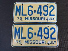 MISSOURI LICENSE PLATE PAIR 1975 JULY ML6-492 picture