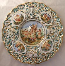 Capodimonte: Moses 10 Commandments Relief Judaica Wall Art Plate 13.5” MCM Italy picture