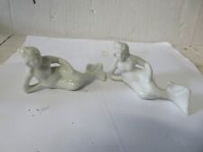 2 Vintage Nude Bathing Beauty Mermaid Woman Figurine Porcelain Ceramic 3.5