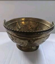Vintage Brass Footed Bowl With Handle, Twig Designs. Pre-owned  picture