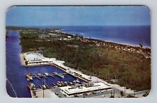 Pompano Beach FL-Florida, Pompano Beach Yacht Basin, Vintage c1951 Postcard picture