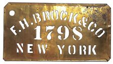 F.H. Brock & Co. (Produce?)New York Brass Stencil Crate c1890's-1920 3