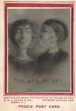 HCJ Deeks Puzzle Postcard Hologram Young Couple Kissing 1906 Undivided Bk *Ab6c picture