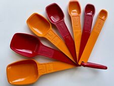Vintage Tupperware 6 Measuring Spoons w/ D-Ring in Harvest Orange Red Perfect picture