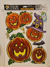 Vintage Halloween Window Clings Decorations Pumpkins Jack O Lanterns Made In USA picture