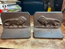 Antique B&H Bradley & Hubbard Cast Iron Lion Bookends Doorstops Pair Set Barye picture