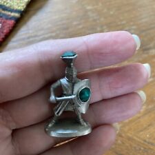 Vtg Perth Pewter Knight 1982 Green Stones 1.5” Tall picture
