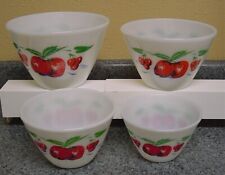 Vintage Fire King COMPLETE SET Apple & Cherries 4 Nesting Bowls Bright Colors picture