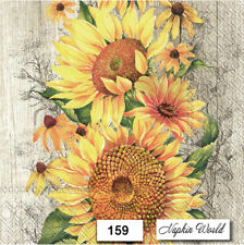 (159) TWO Individual Paper LUNCHEON Decoupage Napkins - SUNFLOWERS FLOWERS picture