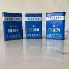 3 pc Vintage Crescent Spice Tins, Blue Color, Empty, blue moon  Seattle WA USA picture