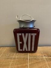 Vintage Ruby Red Triangular Exit Sign Light Fixture Globe/Shade Art Deco picture