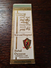 Vintage Matchcover: Hotel Owosso, Owosso, MI   52 picture