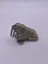 Vintage Miniature Pewter Adorable Walrus Figurine Tiny Decor Trinket picture