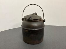 Small Cast Iron  Glue Double Pot w/ symbols on cover - Antique picture