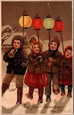 1907 Antique Postcard New Year Children Caroling Lantern Clapsaddle PC5 picture