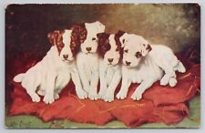 1910 Postcard 4 Cute Dogs Lilian Cheriot Artist Art picture