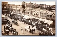 J90/ Ripon Wisconsin RPPC Postcard c1910 Parade Crowd Floats Stores 21 picture