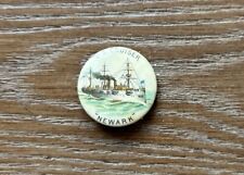 Antique 1890s Whitehead Hoag Pinback Pin Badge Button Newark US Battleship War picture