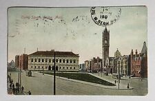 1907 Antique Postcard Copley Square Boston Massachusetts Natick Double Postmark picture