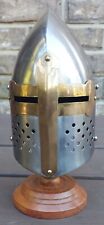 Medieval 14th Century Sugarloaf Armor Crusader Knight Helmet with Stand picture