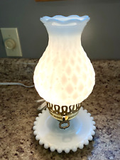 Vintage White Milk Glass Hurricane Hobnail Table Lamp 11'' Tall Electric Works 3 picture