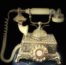 Elegant Brass Toned Vintage Cameo Rotary Telephone. picture