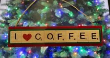 I Love Coffee Christmas Ornament Scrabble Tiles Starbucks Handcrafted Java picture