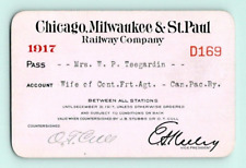 1917. CHICAGO,MILWAUKEE & ST. PAUL. MRS W.P. TEEGARDIN RAILROAD PASS picture