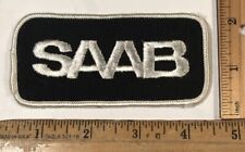 Vintage Saab Logo Embroidered Iron On Embroidered Patch Automotive White Border picture