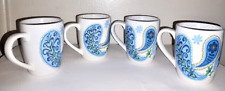 4 Royal Norfolk Coffee Cup Mug Floral Paisley Print Blue & Green 12 oz picture