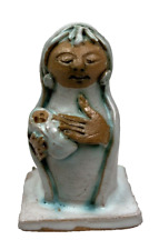 Primative Handmade Madonna and Baby Fired Clay Vintage 1980 3