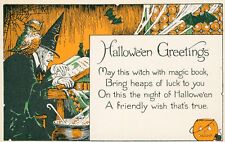 Metro News No. 1275  Halloween Postcard~Antique~Witch~Spells~Owl~Bats~JOL~c1915 picture