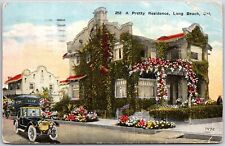 1922 Long Beach CA-California, A Pretty Residence, Filled With Flowers, Postcard picture