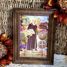 San Benito Oracion Prayer Card In Wooden Frame 7x5 Inches picture