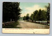 FITCHBURG MA. BOULEVARD AND BOAT HOUSE AT WHALOM PARK POSTCARD B-4-2 picture