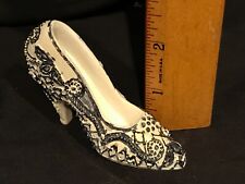 Miniature Resin High Heel Shoe White with Black Design - about 2 x 3 Inches picture