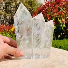 1108g Natural Clear Crystal White Quartz Obelisk Double Point Reiki Healing picture