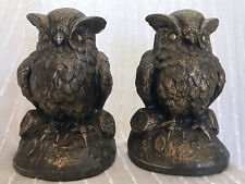 Gold Owl Bookends, Vintage, Beautiful Details, Cottage Decor, Forest Bird picture