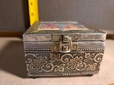 Vintage Hand Crafted Hammered Jewelry Trinket Box Intricate Detail #2126L190 picture