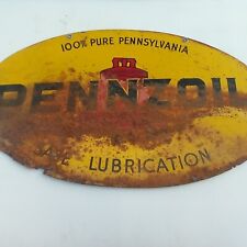 VINTAGE PENNZOIL DOUBLE SIDED SIGN MADE IN USA MEASURES  31 BY 18 INCH picture