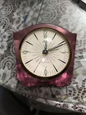 Vintage Artco Luminous Red/Pink Lucite Alarm Clock Germany picture