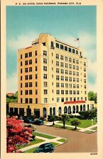 Hotel Dixie Sherman Panama City FL Florida Linen Postcard VTG UNP Vintage Unused picture