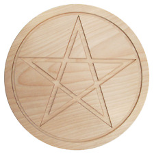 Birch Wood Pentacle Paten Plate Wicca Witchcraft Altar Ritual Tool - Unfinished picture