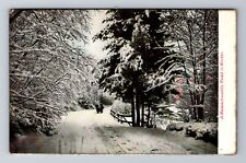 MA-Massachusetts, A scenic MA Road In Winter Antique, Vintage Souvenir Postcard picture