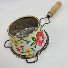 Vintage Mid Century Small Mesh Tea Strainer Floral 7.5 Inch Long picture