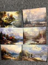 Thomas Kinkade Postcards-group of six/Mt. Paradise-Great North cabins-Lithograph picture