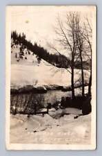 Snowy Truckee River RPPC Antique California Winter Photo AZO ~1920s picture